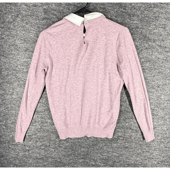 Milano Sweater Pullover Women M Medium Pink Knit Collared Long Sleeve Rhinestone - Picture 2 of 7